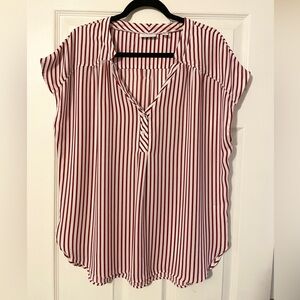 New York & Co Striped Red and White Women's Top